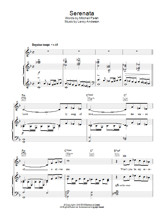 Download Sarah Vaughan Serenata Sheet Music