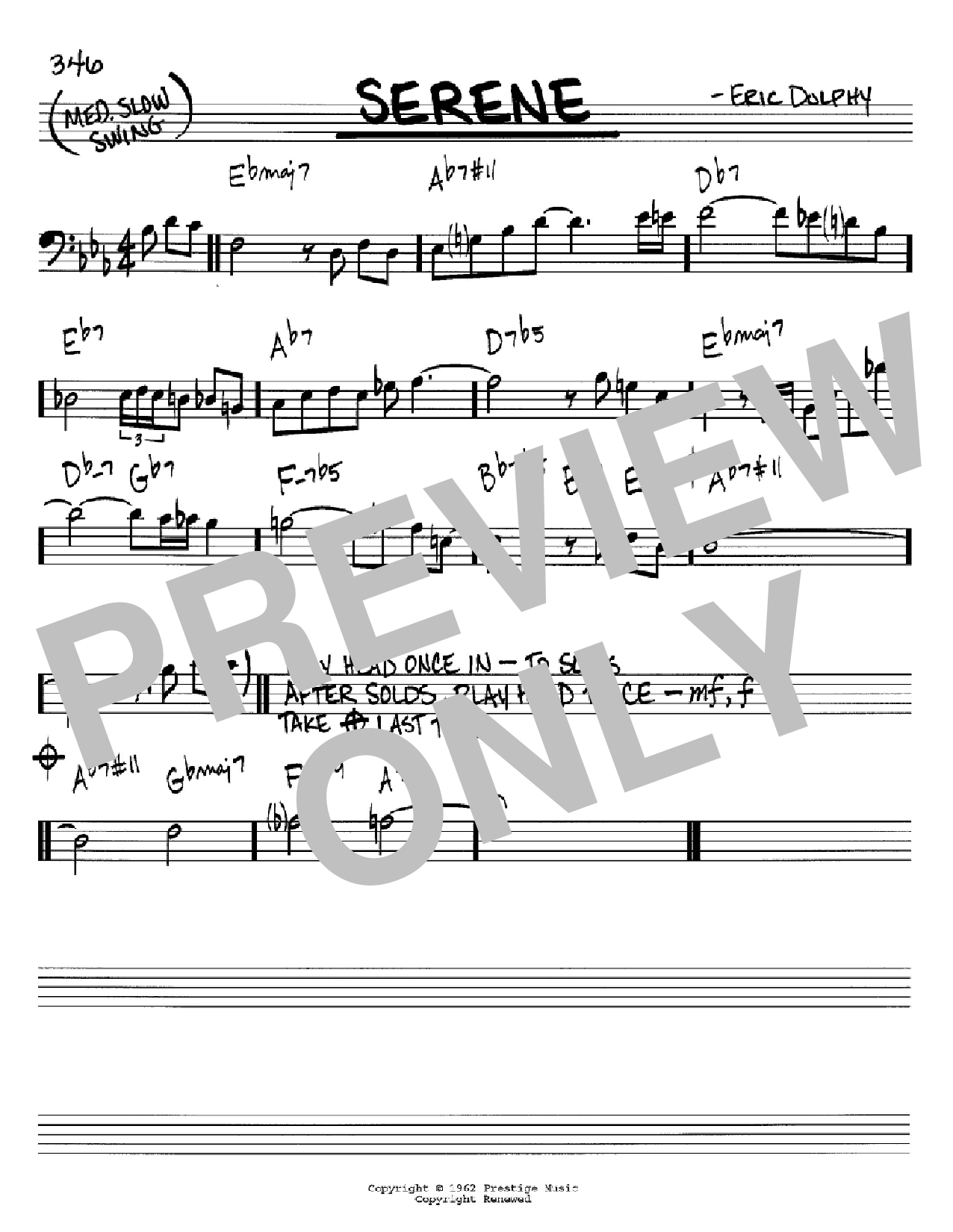 Download Eric Dolphy Serene Sheet Music