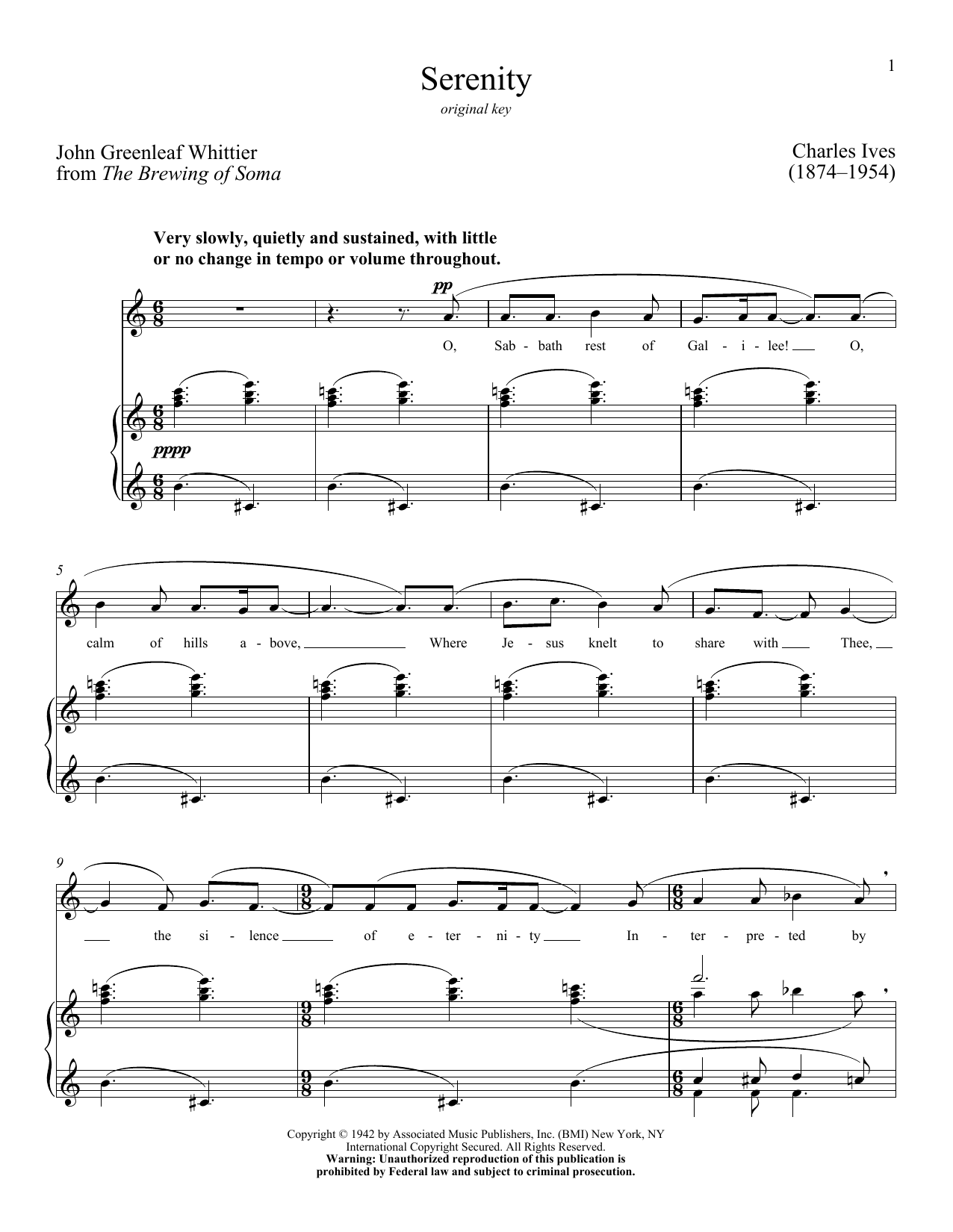 Download Charles Ives Serenity Sheet Music