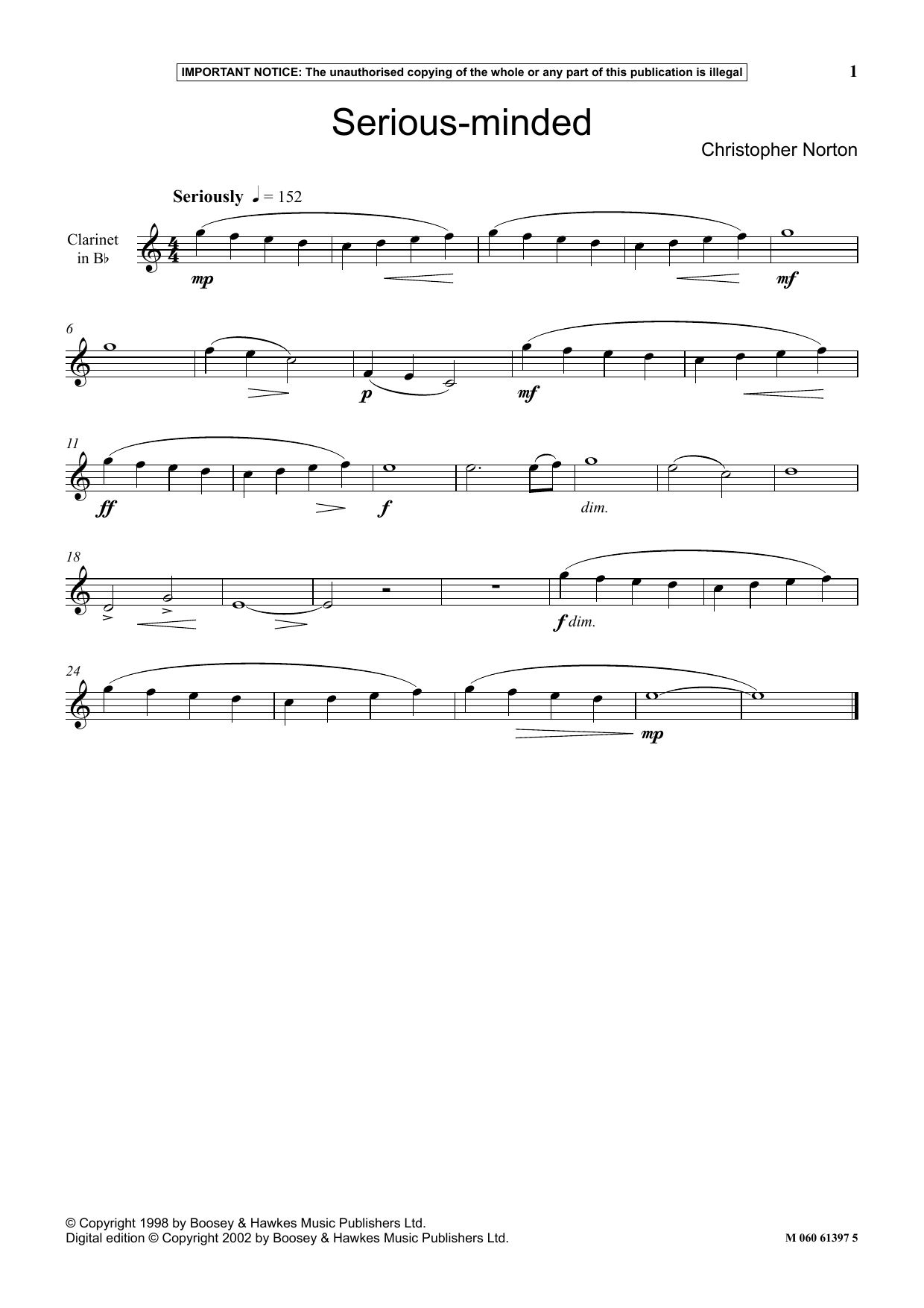 Download Christopher Norton Serious Minded Sheet Music