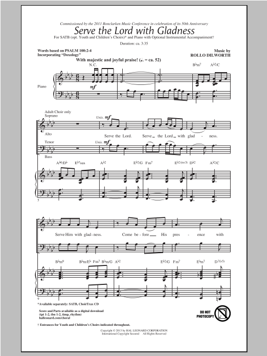 Download Rollo Dilworth Serve The Lord With Gladness Sheet Music