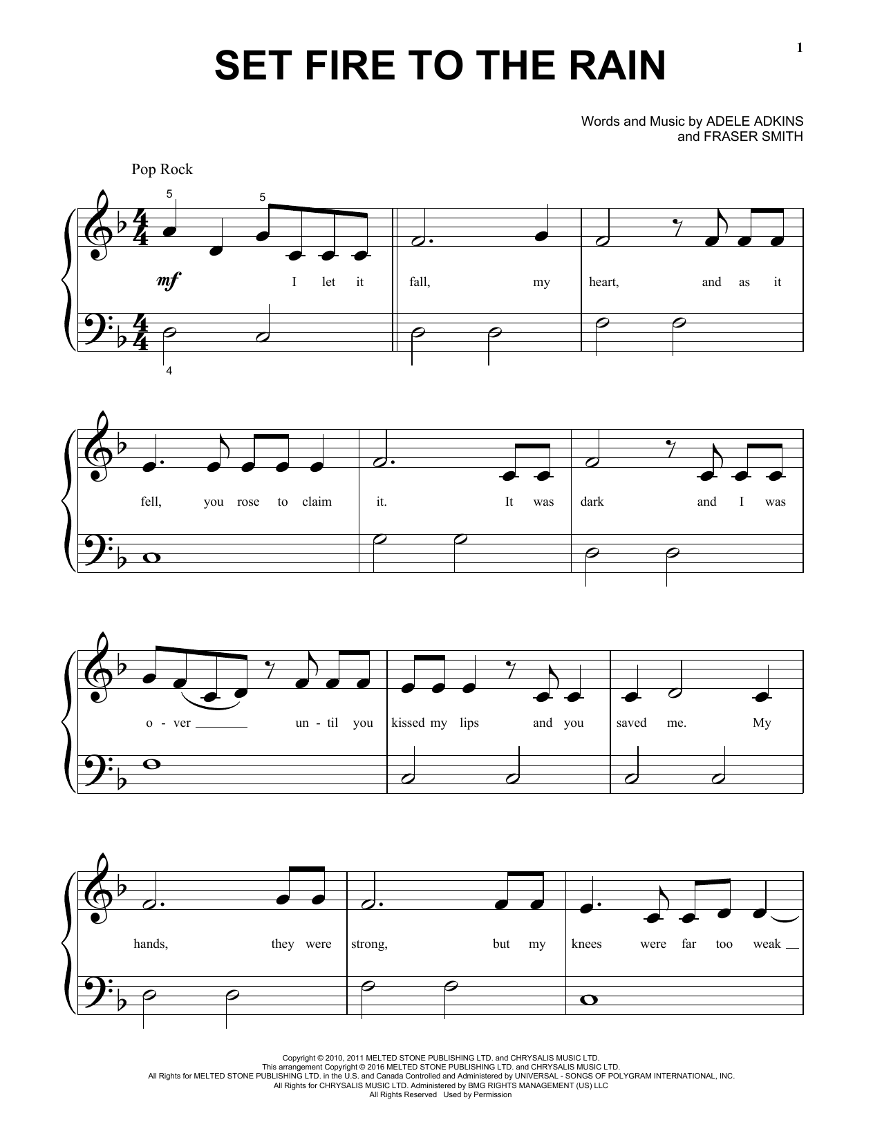 Download Adele Set Fire To The Rain Sheet Music