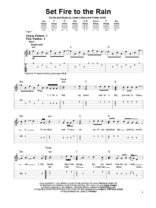 Download Adele Set Fire To The Rain Sheet Music