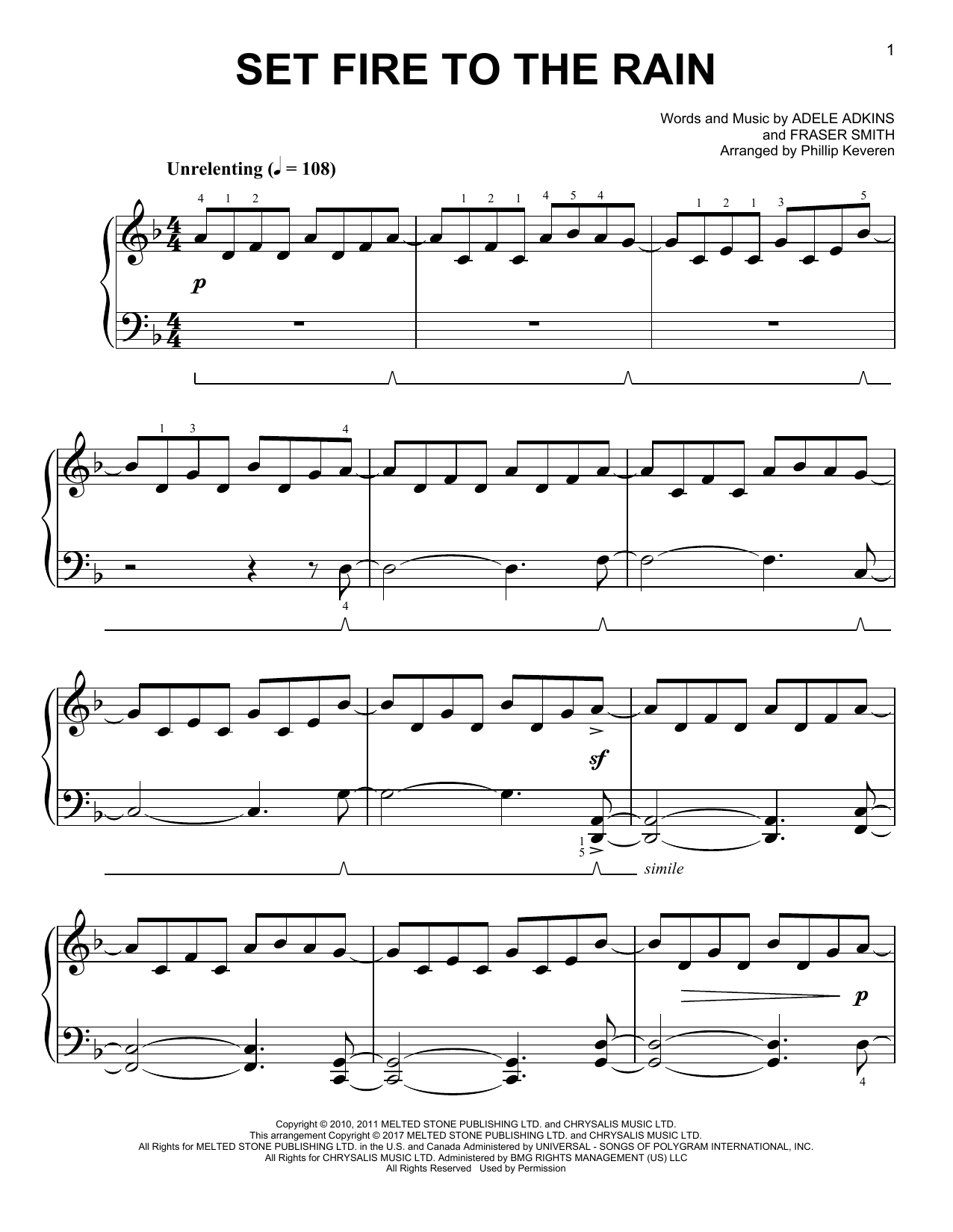 Download Adele Set Fire To The Rain [Classical version Sheet Music