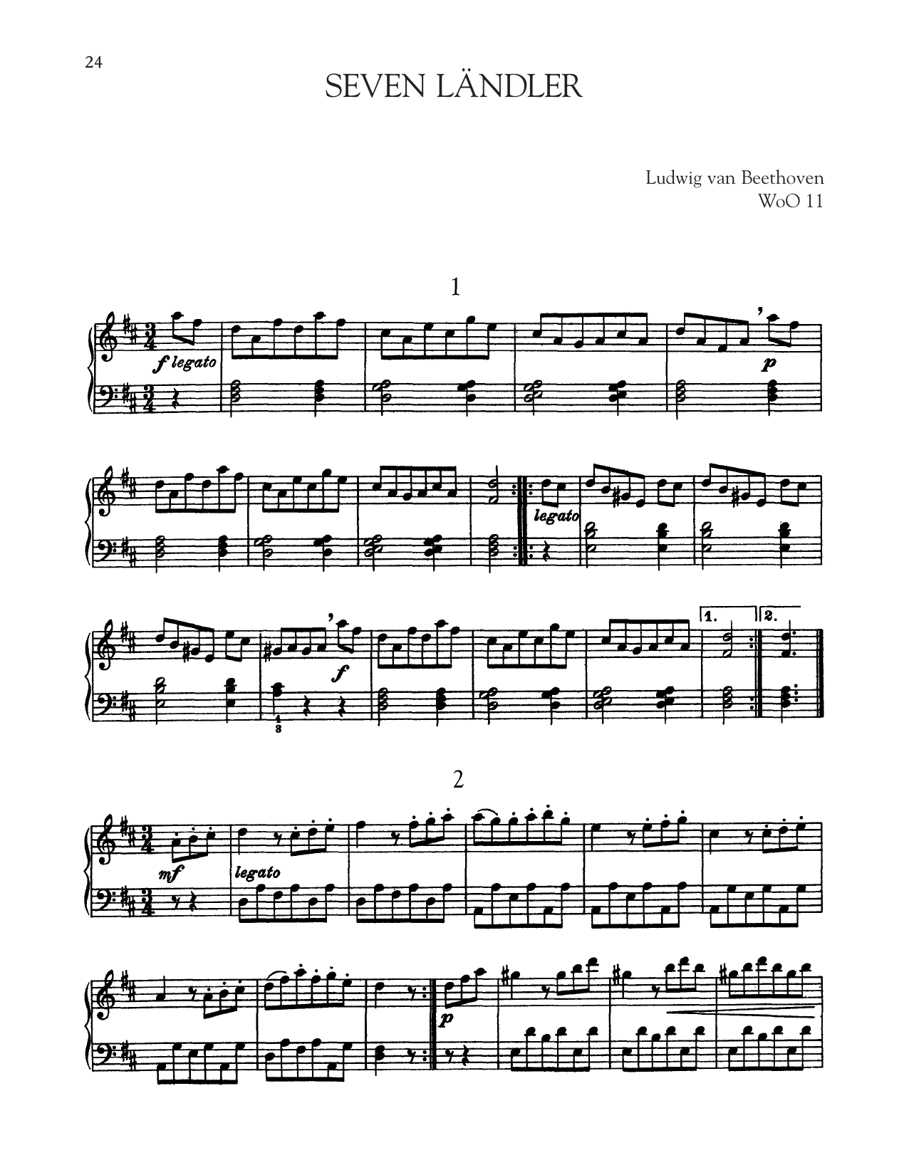 Download Ludwig van Beethoven Seven Landler, WoO 11 Sheet Music