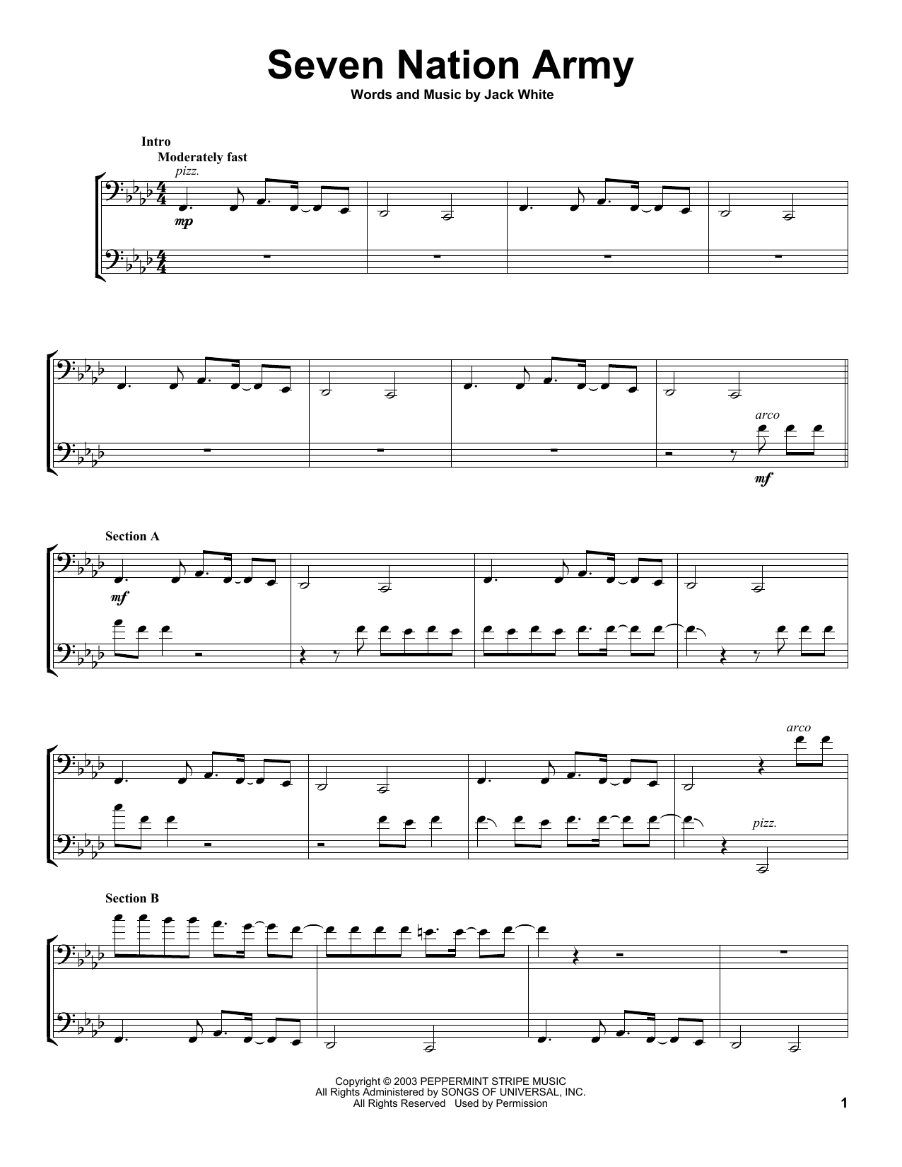Download 2Cellos Seven Nation Army Sheet Music