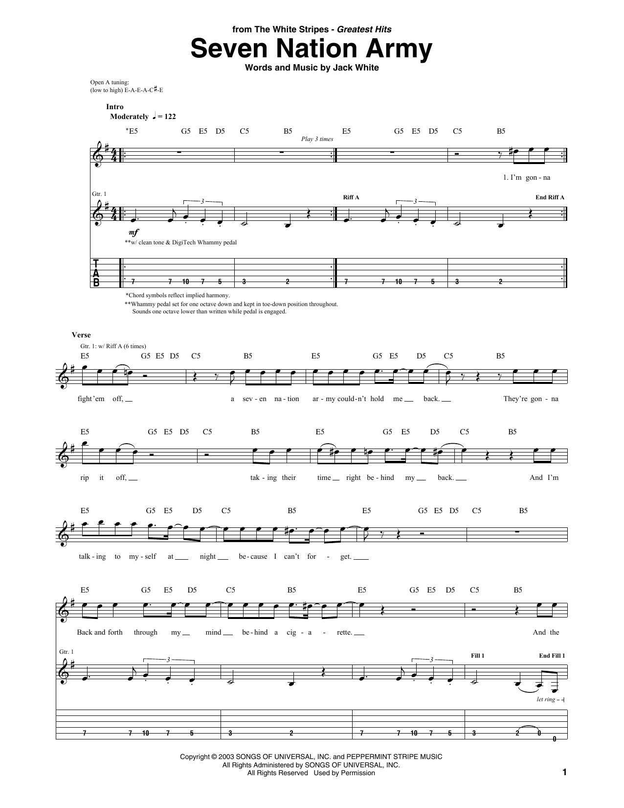 Download The White Stripes Seven Nation Army Sheet Music