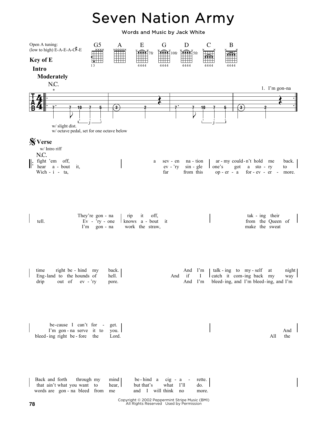 Download White Stripes Seven Nation Army Sheet Music