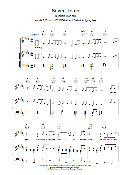Download Goombay Dance Band Seven Tears Sheet Music
