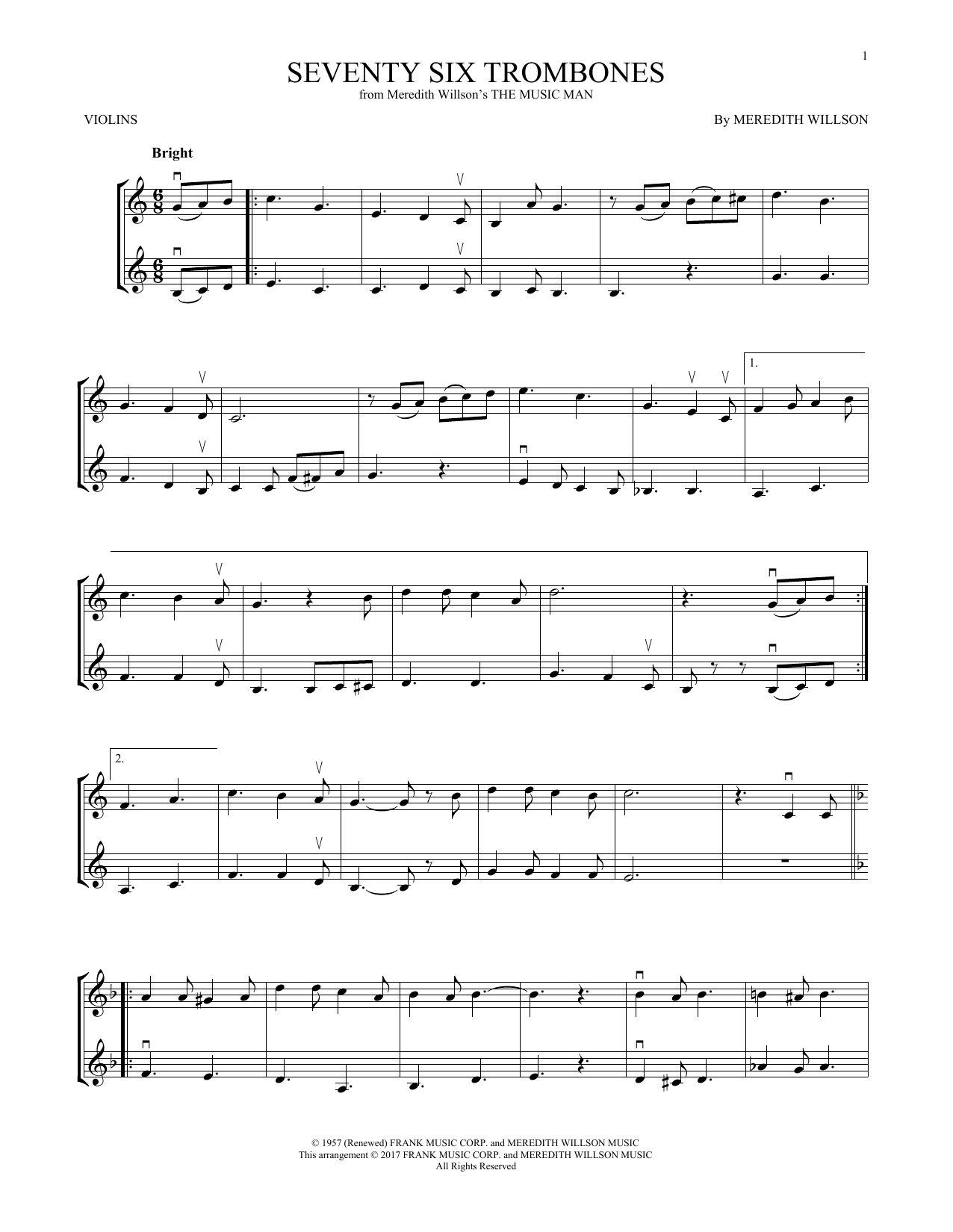 Download Meredith Willson Seventy Six Trombones (from The Music M Sheet Music