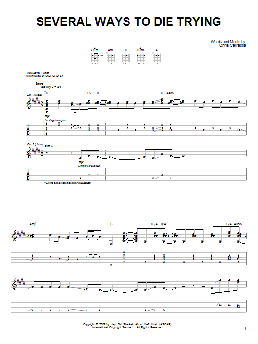 Download Dashboard Confessional Several Ways To Die Trying Sheet Music