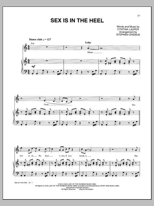 Download Cyndi Lauper Sex Is In The Heel Sheet Music