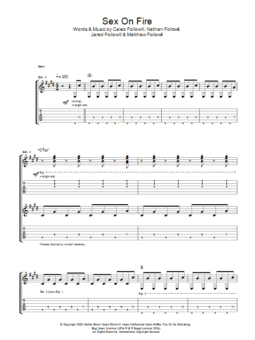 Download Kings Of Leon Sex On Fire Sheet Music