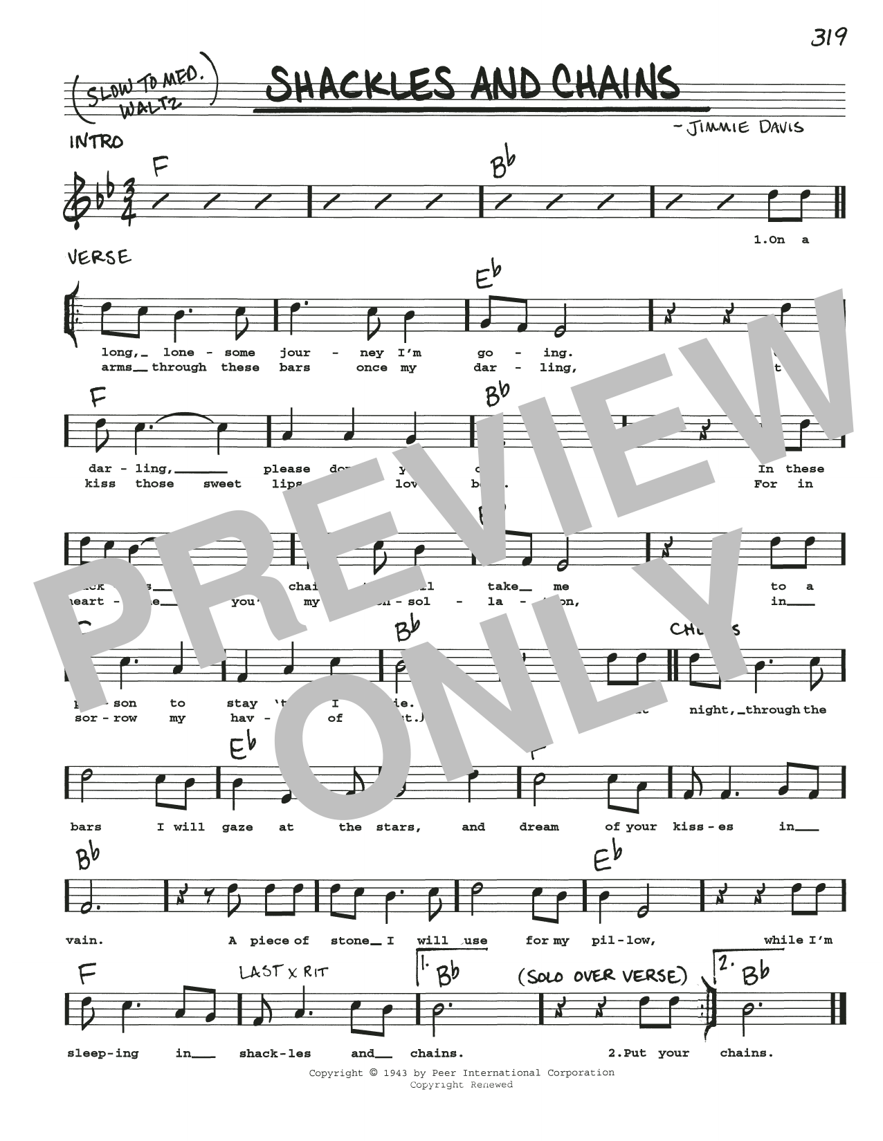 Download Jimmie Davis Shackles And Chains Sheet Music