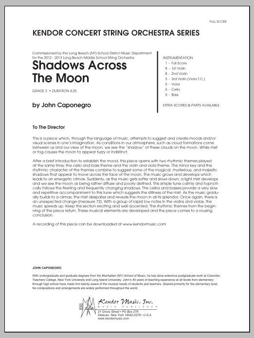 Download John Caponegro Shadows Across The Moon - Conductor Sco Sheet Music