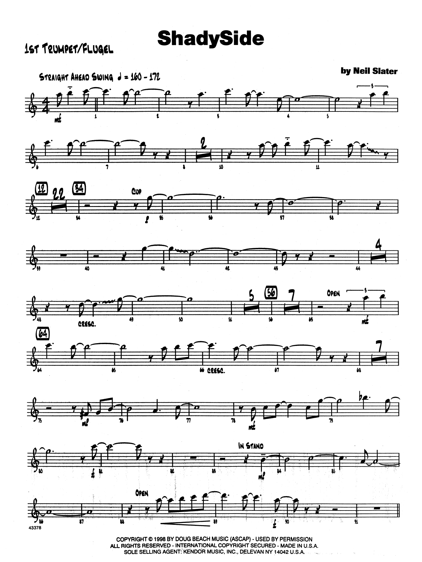 Download Neil Slater Shadyside - 1st Bb Trumpet Sheet Music