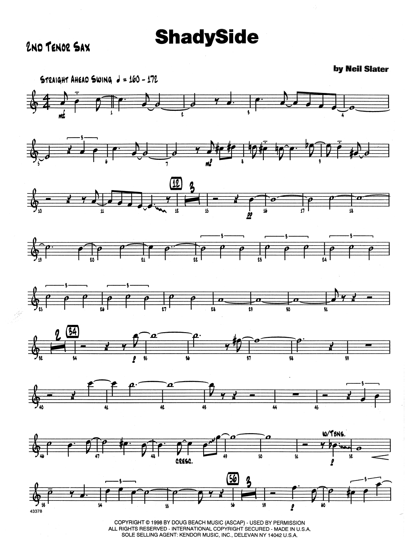 Download Neil Slater Shadyside - 2nd Bb Tenor Saxophone Sheet Music