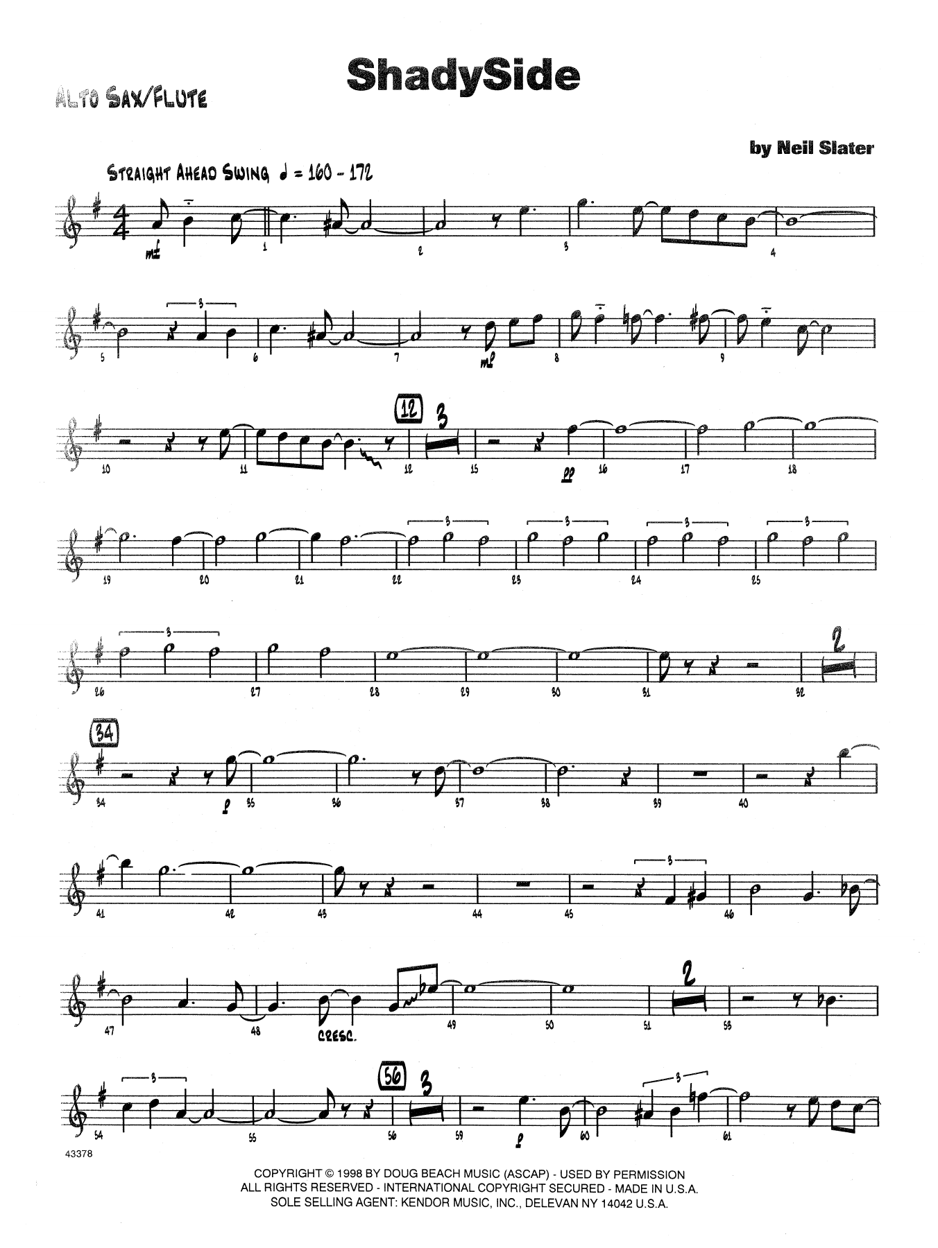 Download Neil Slater Shadyside - Eb Alto Saxophone Sheet Music