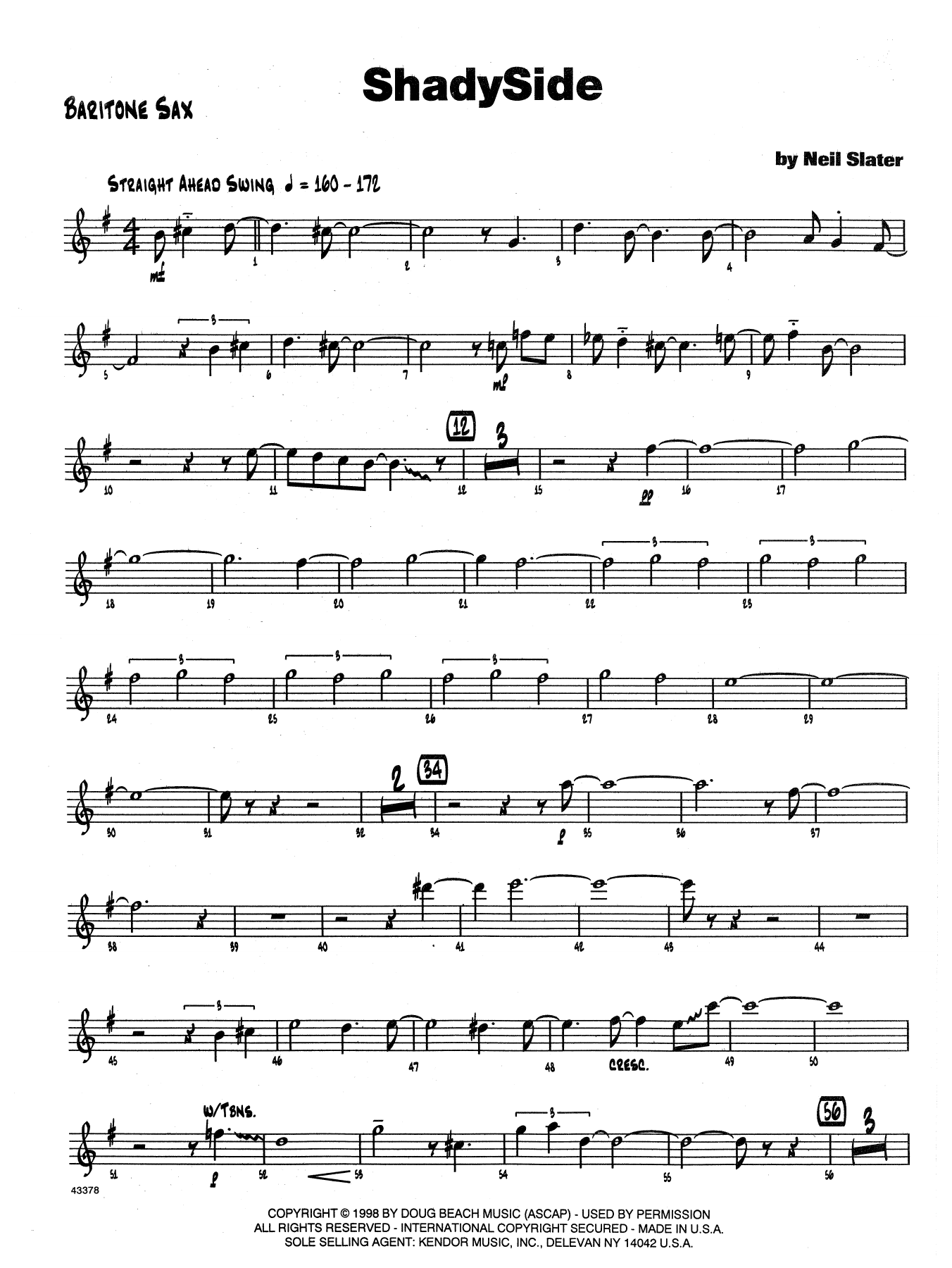 Download Neil Slater Shadyside - Eb Baritone Saxophone Sheet Music
