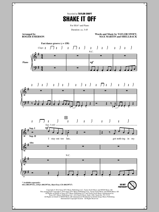 Download Taylor Swift Shake It Off (arr. Roger Emerson) Sheet Music