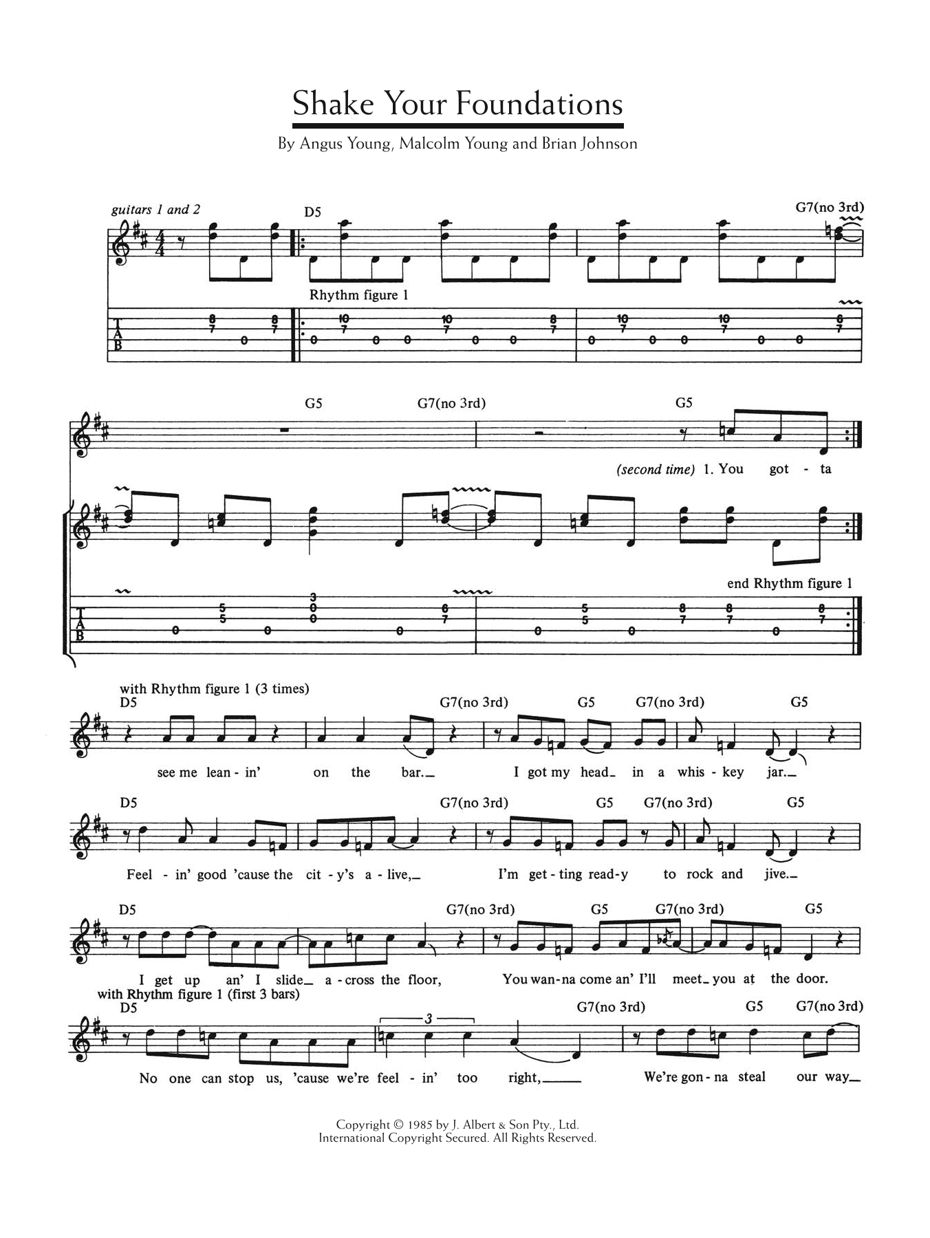 Download AC/DC Shake Your Foundations Sheet Music