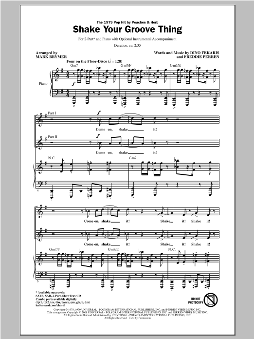 Download Peaches & Herb Shake Your Groove Thing (arr. Mark Brym Sheet Music