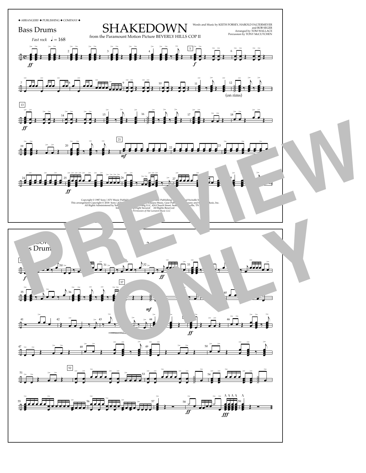 Download Tom Wallace Shakedown - Bass Drums Sheet Music