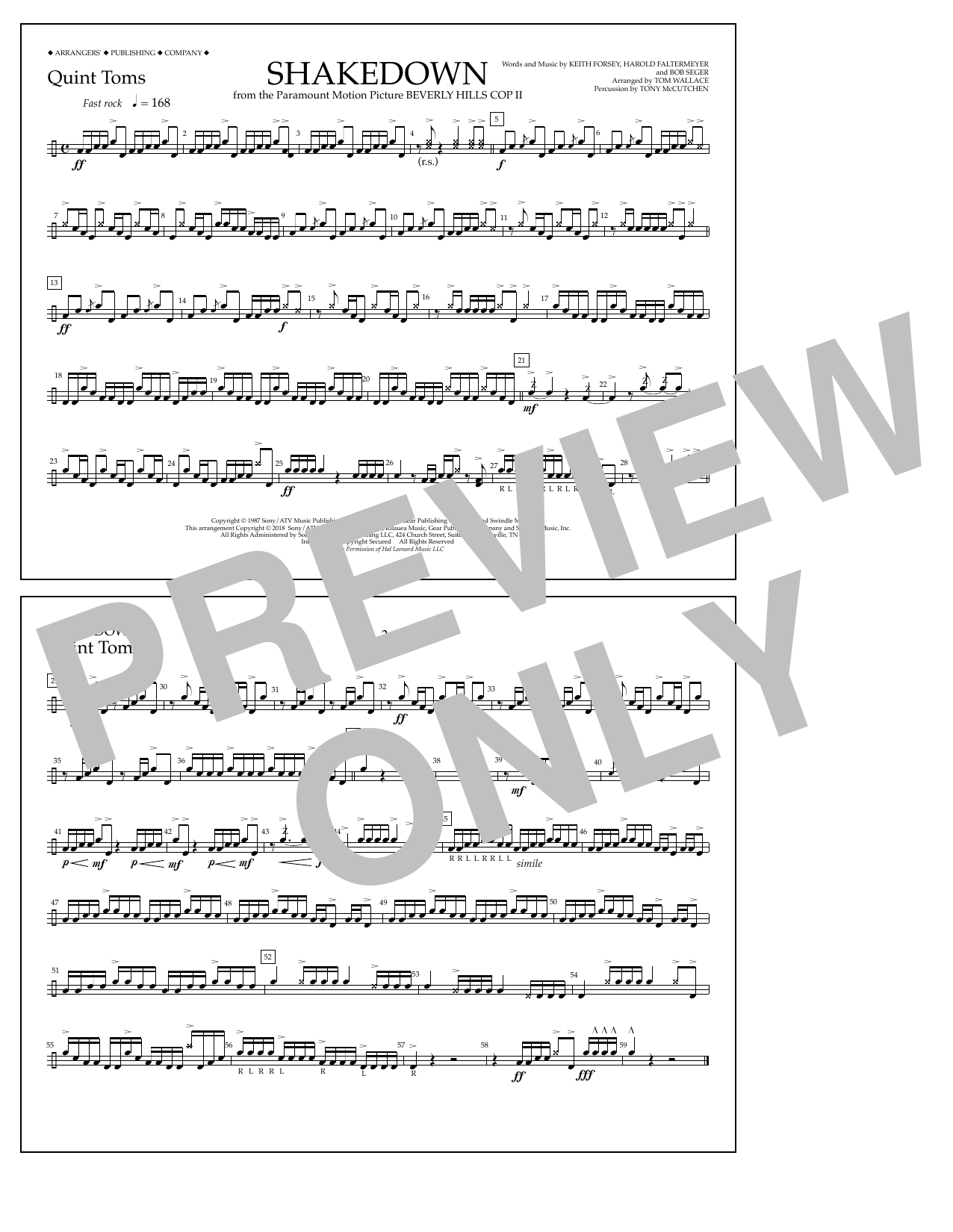 Download Tom Wallace Shakedown - Quint-Toms Sheet Music