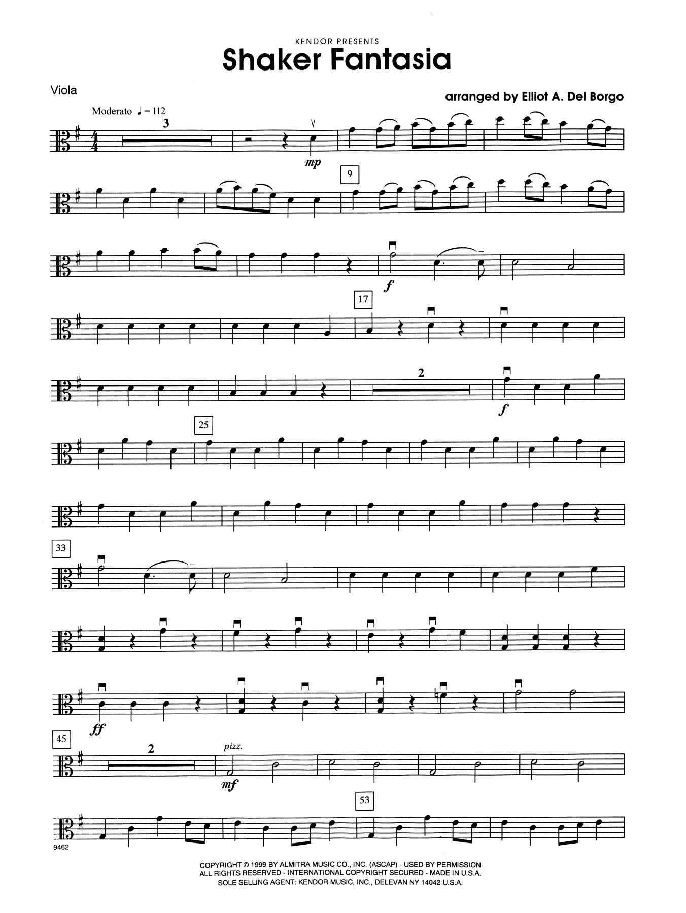 Download Elliot A. Del Borgo Shaker Fantasia - Viola Sheet Music