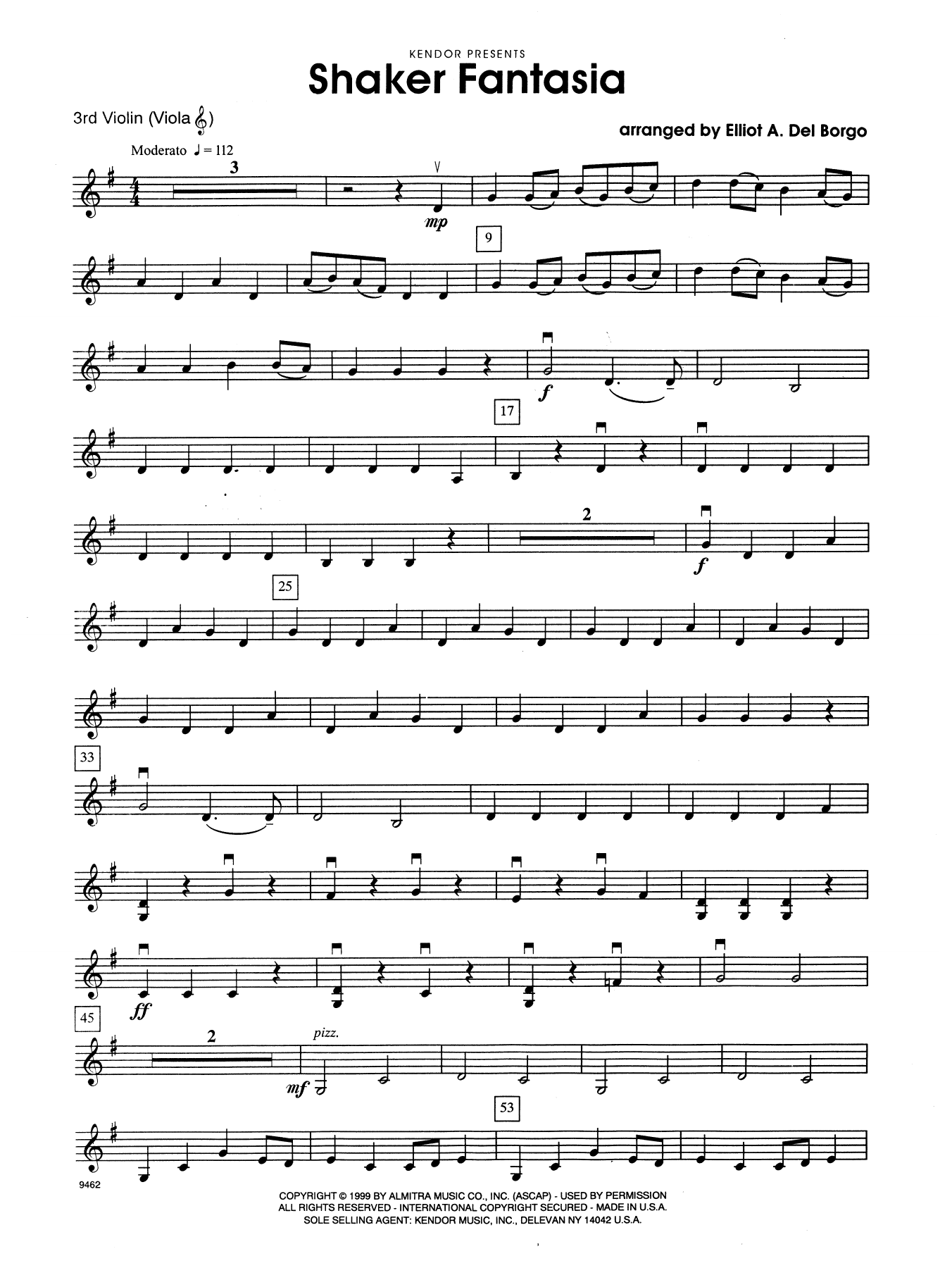 Download Elliot A. Del Borgo Shaker Fantasia - Violin 3 (Viola T.C.) Sheet Music