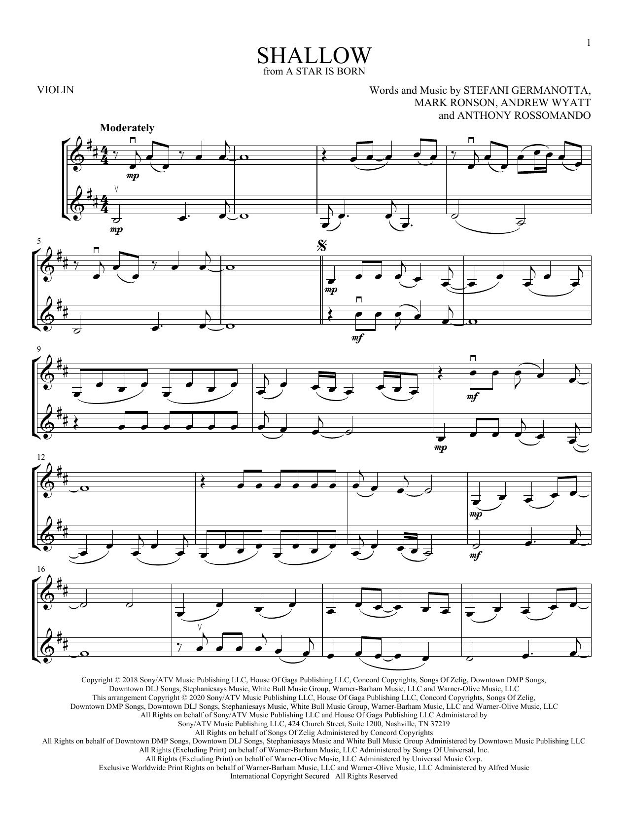 Download Lady Gaga Shallow (from A Star Is Born) Sheet Music