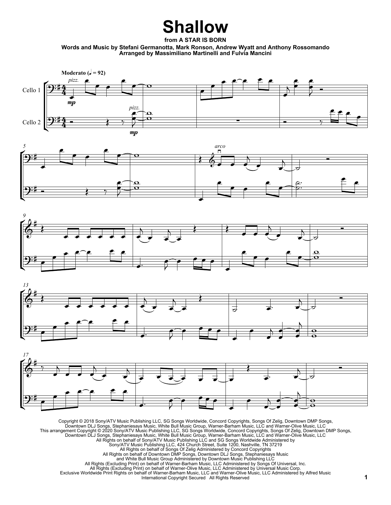 Download Mr. & Mrs. Cello Shallow (from A Star Is Born) Sheet Music