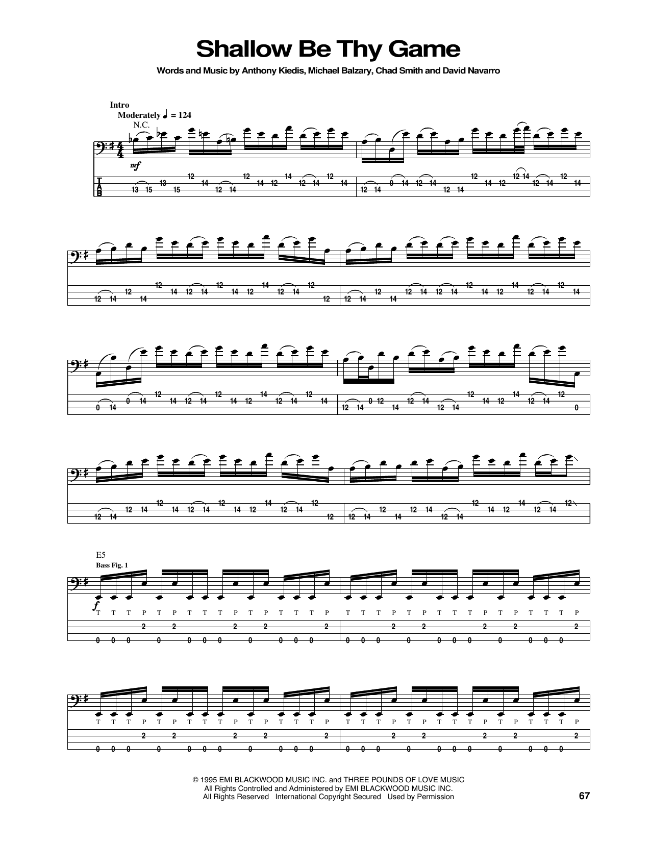 Download Red Hot Chili Peppers Shallow Be Thy Game Sheet Music