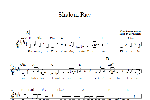 Download Steve Klaper Shalom Rav Sheet Music