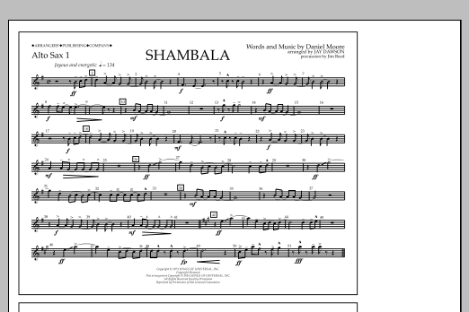 Download Jay Dawson Shambala - Alto Sax 1 Sheet Music
