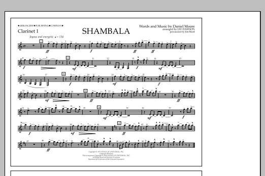 Download Jay Dawson Shambala - Clarinet 1 Sheet Music