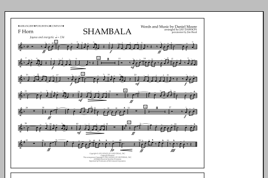 Download Jay Dawson Shambala - F Horn Sheet Music