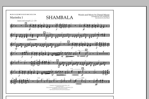 Download Jay Dawson Shambala - Marimba 1 Sheet Music