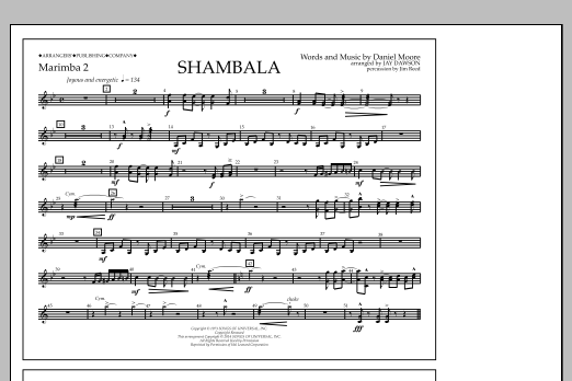 Download Jay Dawson Shambala - Marimba 2 Sheet Music