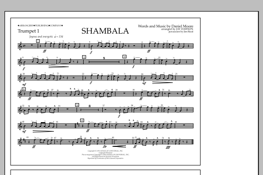 Download Jay Dawson Shambala - Trumpet 1 Sheet Music