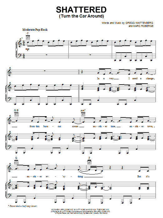 Download O.A.R. Shattered (Turn The Car Around) Sheet Music