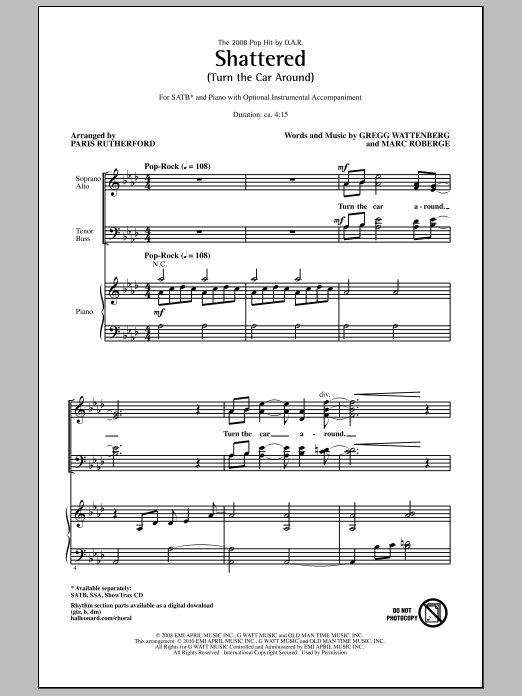 Download Paris Rutherford Shattered (Turn The Car Around) Sheet Music