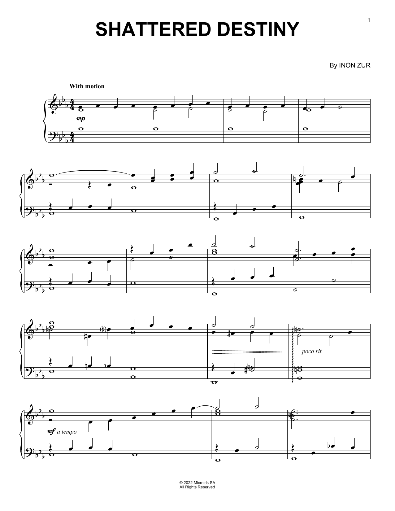 Download Inon Zur Shattered Destiny (from Syberia: The Wo Sheet Music