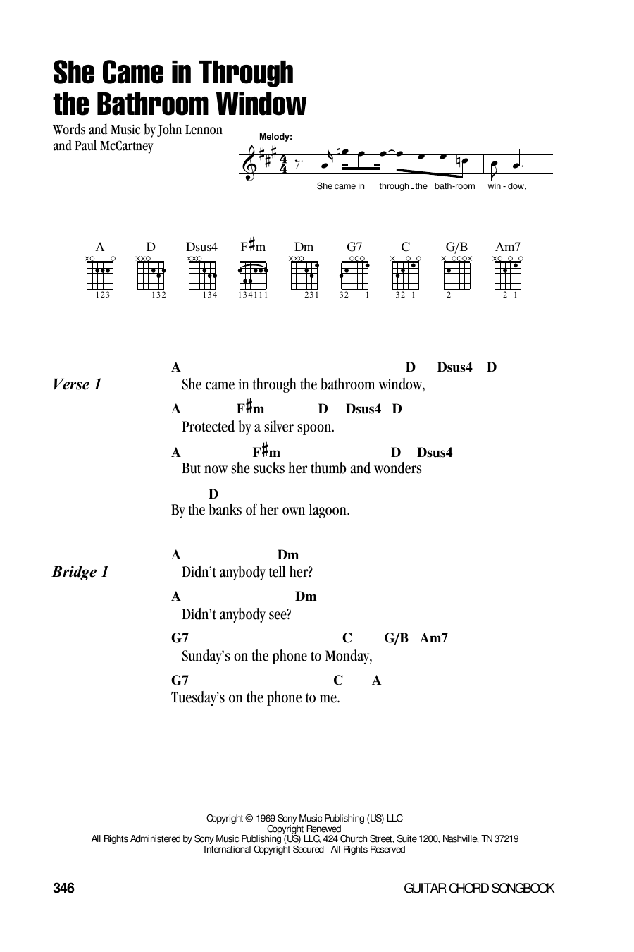 Download The Beatles She Came In Through The Bathroom Window Sheet Music