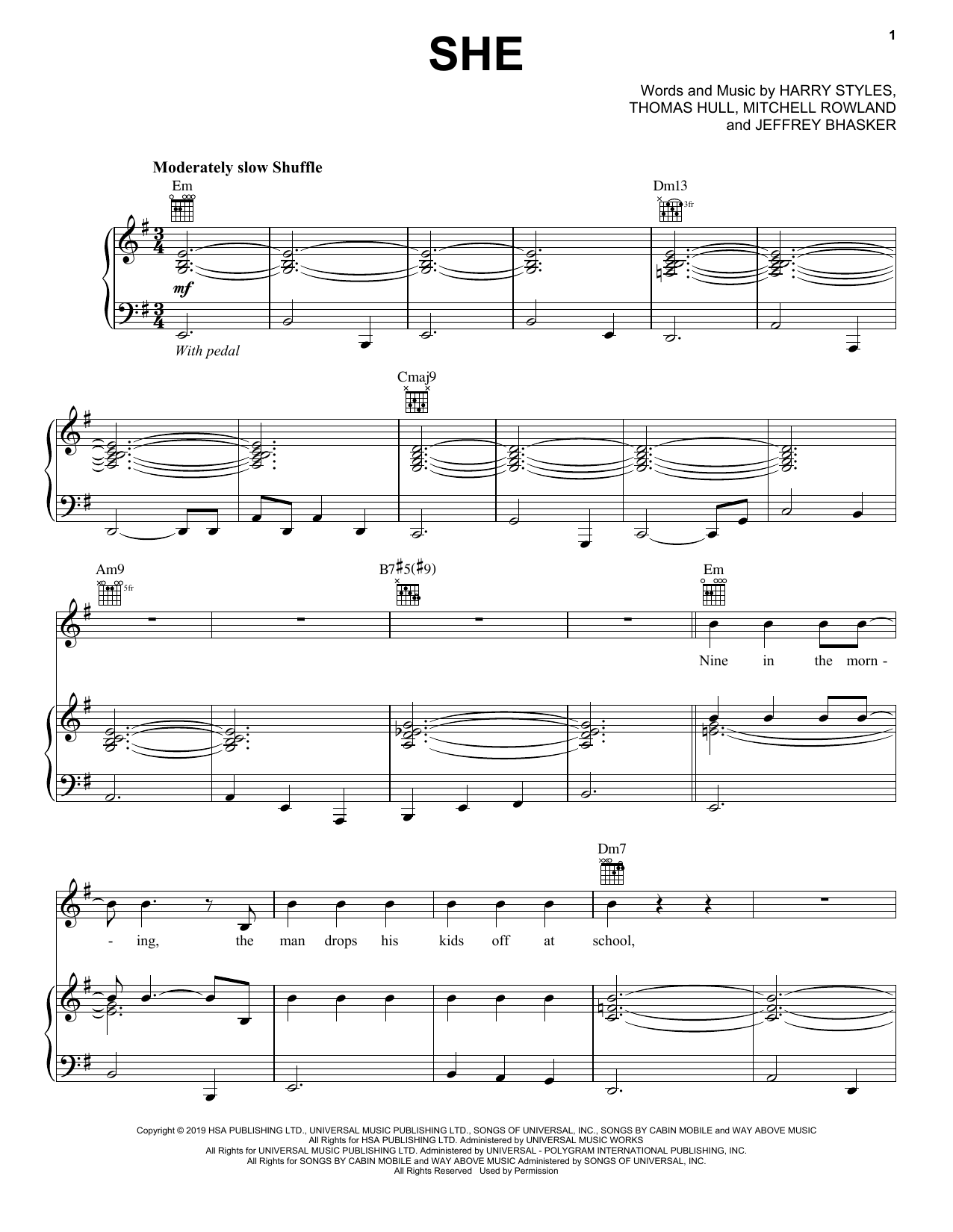 Download Harry Styles She Sheet Music