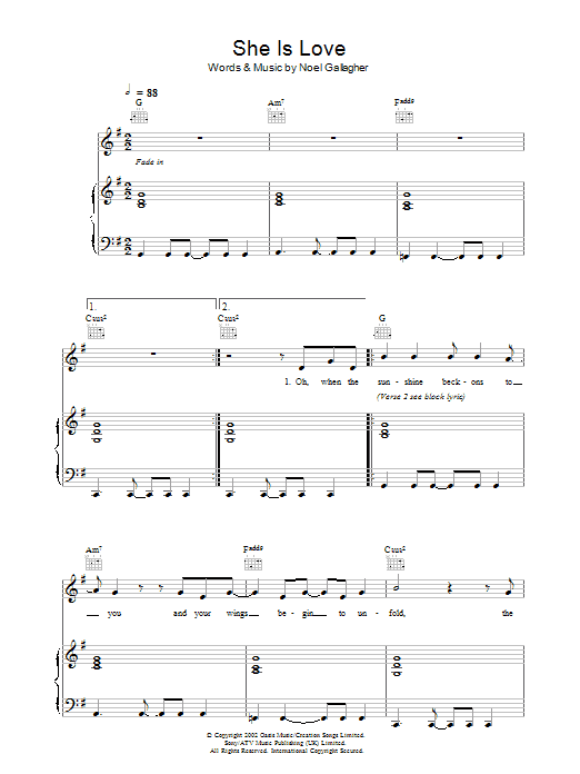 Download Oasis She Is Love Sheet Music