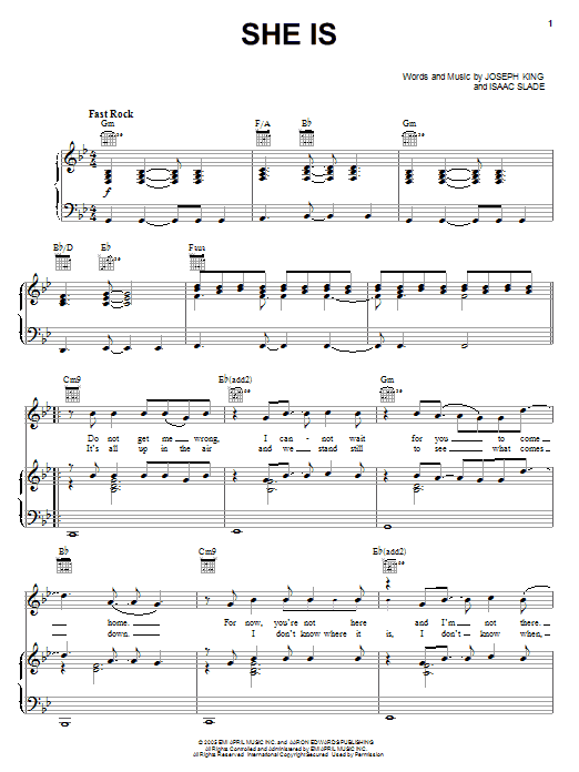 Download The Fray She Is Sheet Music
