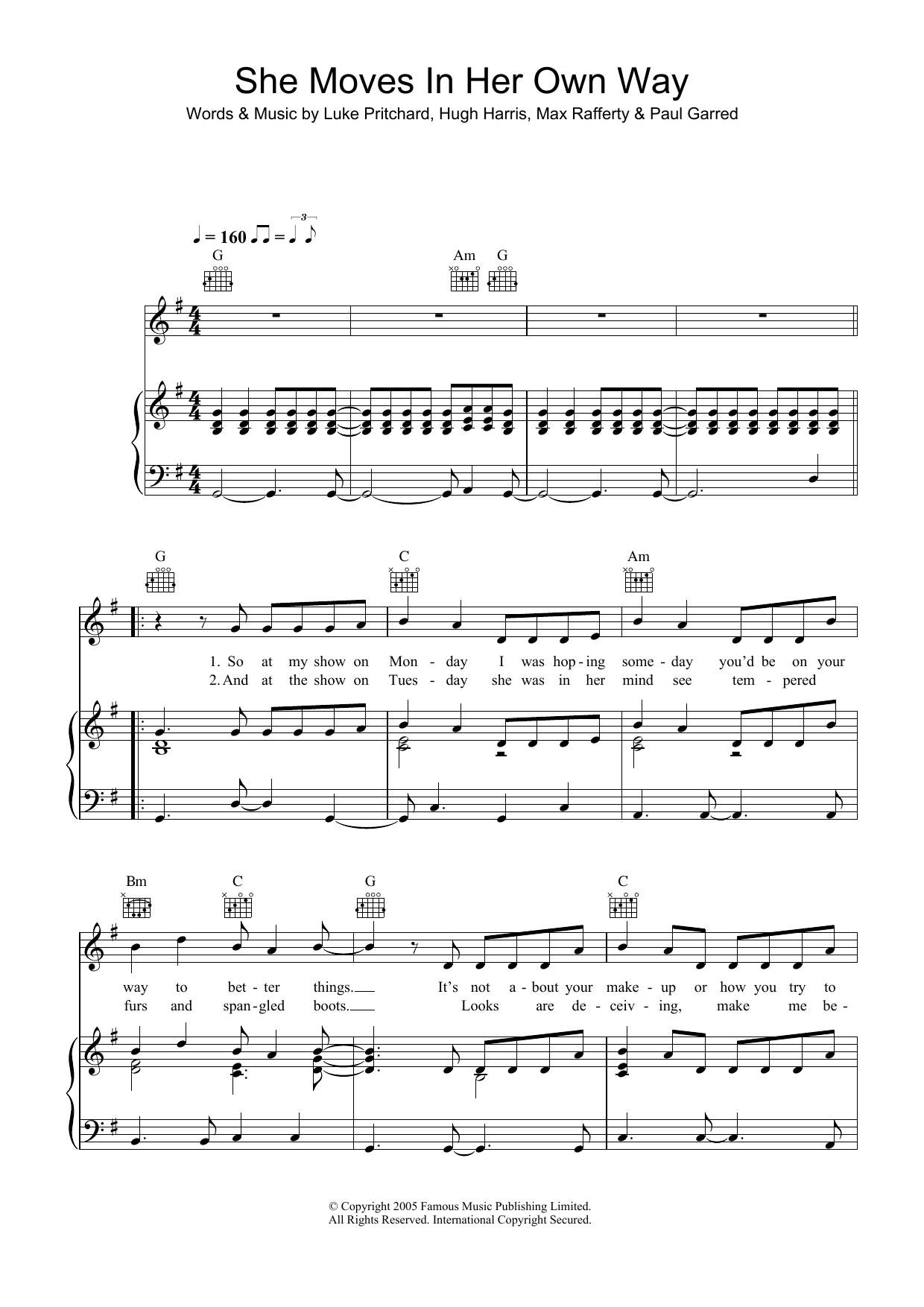 Download The Kooks She Moves In Her Own Way Sheet Music