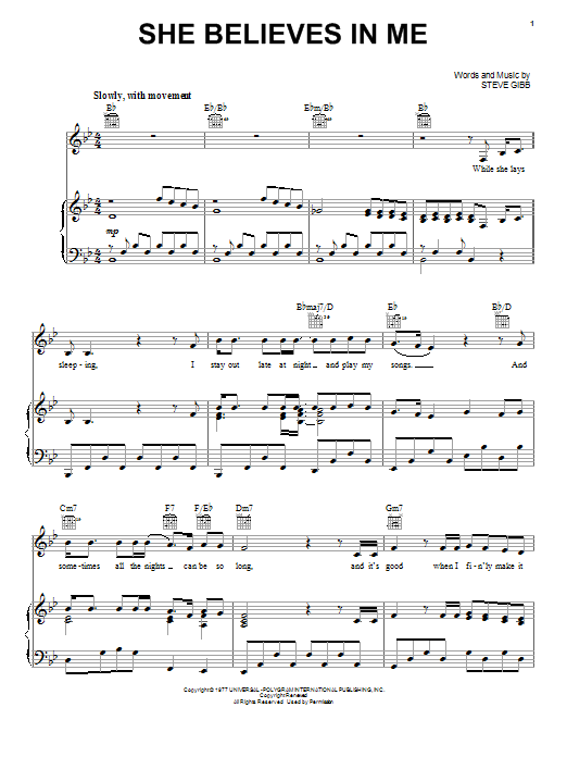 Download Kenny Rogers She Believes In Me Sheet Music