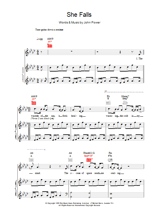 Cast She Falls sheet music notes printable PDF score